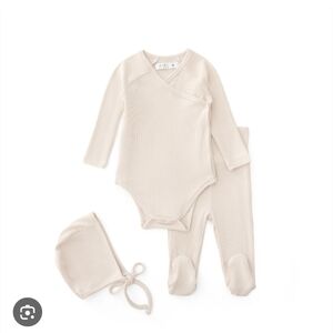 Coco Blanc Cream Ribbed Kids Footie Set